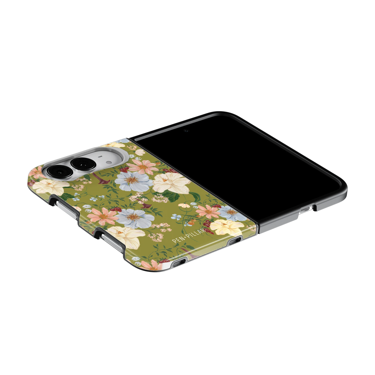 Scarlett iPhone 18 Duo case on an iPhone 18 Duo lying flat, unfolded