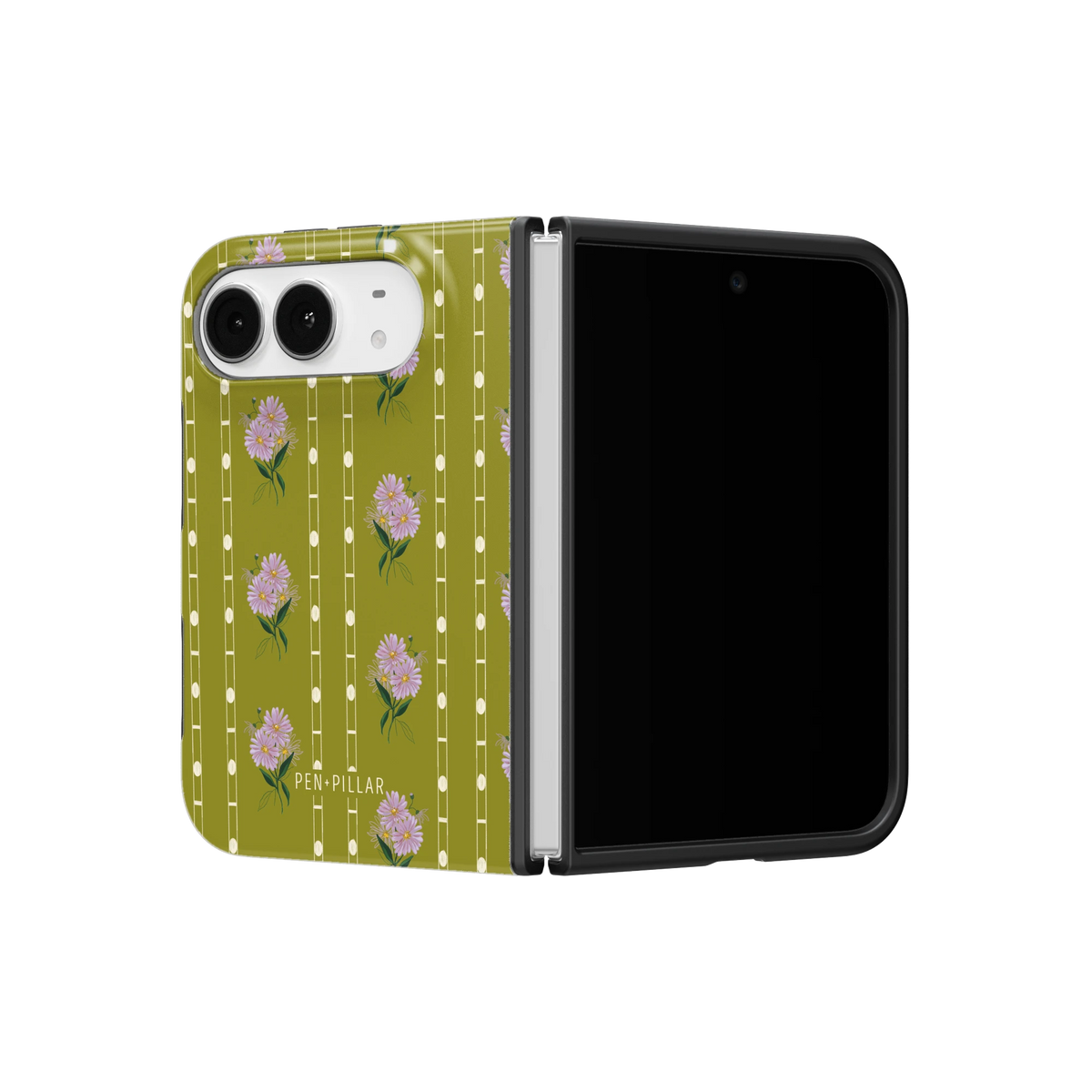 September Birth Month iPhone 18 Duo case on a half-open iPhone 18 Duo, angled view