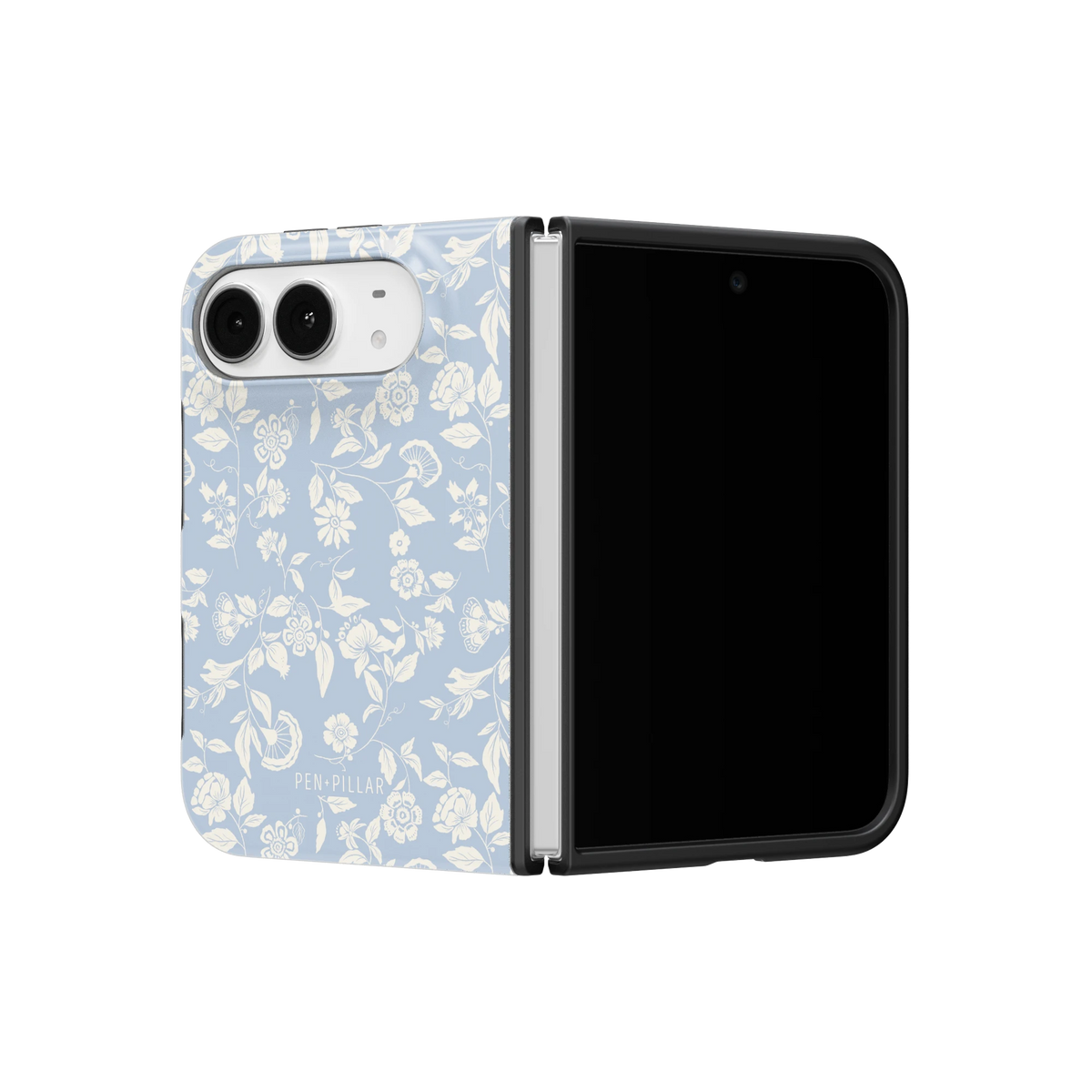 Spritz iPhone 18 Duo case on a half-open iPhone 18 Duo, angled view