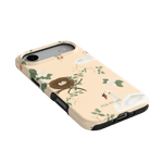 Swan Hollow iPhone case featuring a pastel background with swans, foliage, and a nest design.