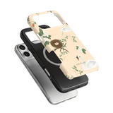 Swan Hollow iPhone case featuring a pastel design with swans, flowers, and a nest on a light background.