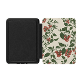 Tomato vines Kindle case featuring a floral design with red tomatoes and green leaves on a cream background.