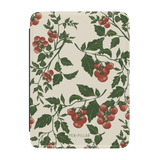 Tomato vines Kindle case featuring red tomatoes and green leaves on a cream background.