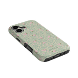 Vine+Bloom iPhone case featuring a floral pattern in pink and green on a slim, protective design.