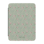 Vine+Bloom Kindle case featuring a floral pattern in pink and green on a light background.