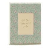 Vine+Bloom wedding card featuring a floral pattern with a central message in gold script: "You two were meant to be.