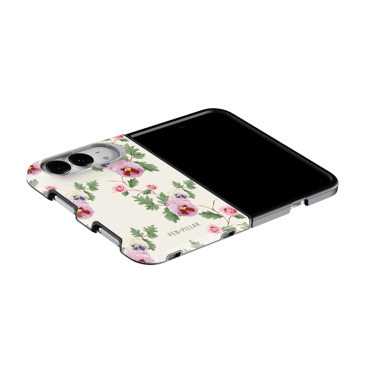 Viola iPhone 18 Duo case on an iPhone 18 Duo lying flat, unfolded