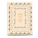 Willow birthday card featuring floral border and "Wishing you the best birthday ever" in elegant script.