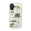 Willow iPhone case featuring a farm scene with animals, trees, and a house in soft pastel colors.