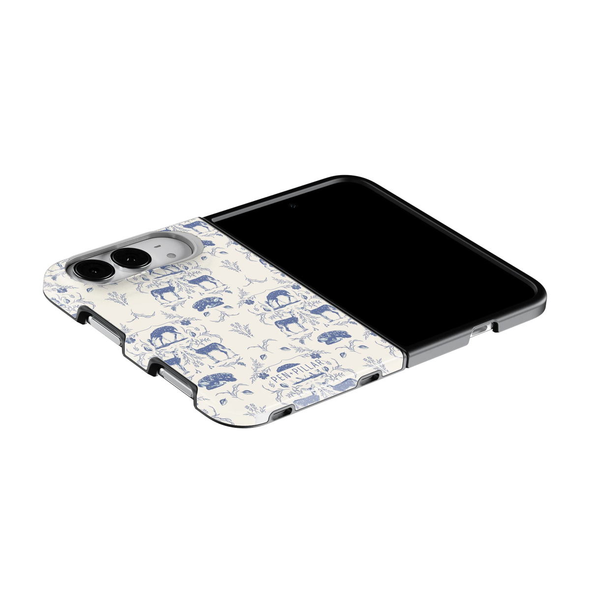 Woodland iPhone 18 Duo case on an iPhone 18 Duo lying flat, unfolded